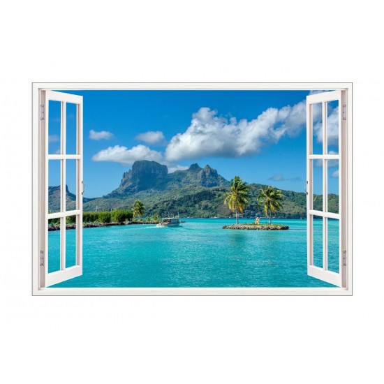 Sticker decorativ, Fereastra 3D, Ocean, 85 cm, 554STK