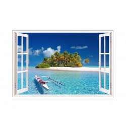 Sticker decorativ, Fereastra 3D, Ocean, 85 cm, 561STK