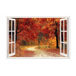 Sticker decorativ, Fereastra 3D, Padure, 85 cm, 542STK-4