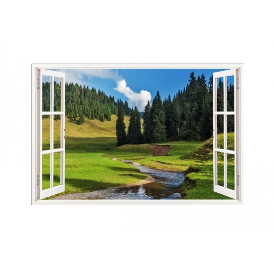 Sticker decorativ, Fereastra 3D, Rau, 85 cm, 633STK