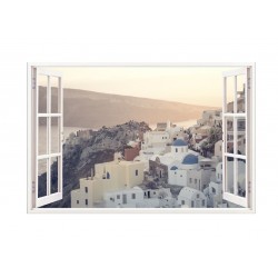 Sticker decorativ, Fereastra 3D, Santorini, 85 cm, 672STK