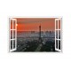 Sticker decorativ, Fereastra 3D, Turnul eiffel, 85 cm, 565STK