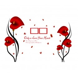 Sticker decorativ, Flori Anthurium rosii, 147 cm, 742STK