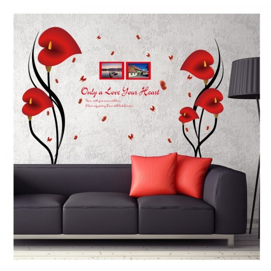 Sticker decorativ, Flori Anthurium rosii, 147 cm, 742STK