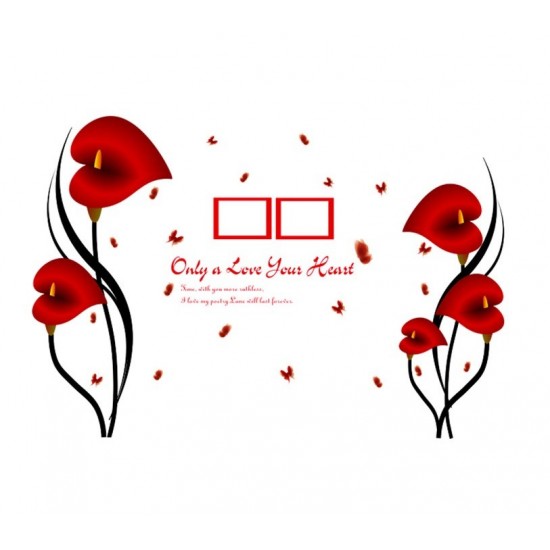 Sticker decorativ, Flori Anthurium rosii, 147 cm, 742STK