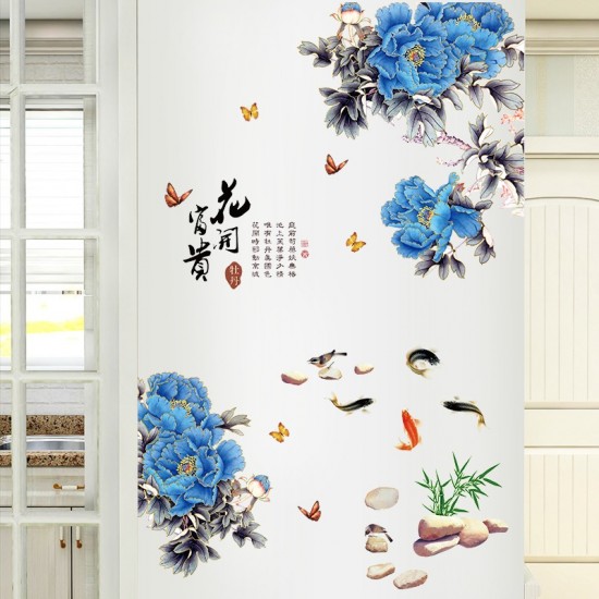 Sticker decorativ, Flori albastre, 130 cm, 802STK