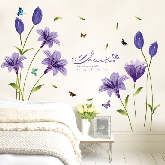 Sticker decorativ, Flori albastre, 160 cm, 744STK