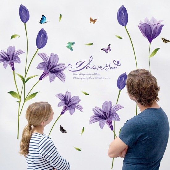 Sticker decorativ, Flori albastre, 160 cm, 744STK