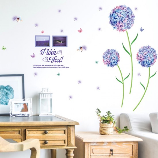 Sticker decorativ, Flori albastre cu 2 rame foto, 145 cm, 795STK