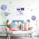 Sticker decorativ, Flori albastre cu 2 rame foto, 145 cm, 795STK
