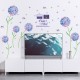Sticker decorativ, Flori albastre cu 2 rame foto, 145 cm, 795STK