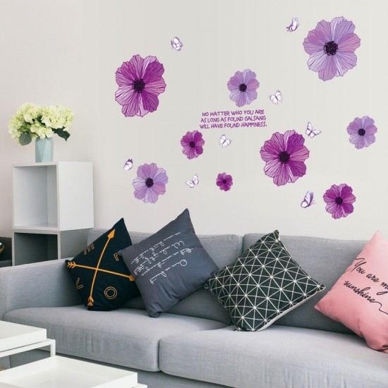 Sticker decorativ, Flori mov, 130 cm, 787STK Sticker decorativ, Flori mov, 130 cm, 787STK