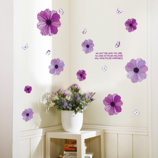 Sticker decorativ, Flori mov, 130 cm, 787STK Sticker decorativ, Flori mov, 130 cm, 787STK