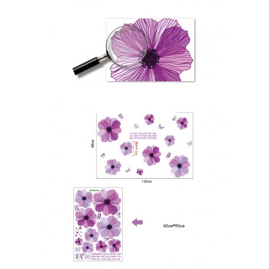 Sticker decorativ, Flori mov, 130 cm, 787STK Sticker decorativ, Flori mov, 130 cm, 787STK