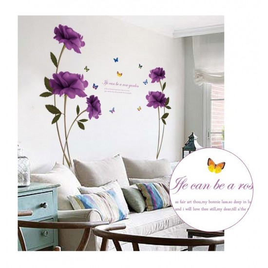Sticker decorativ, Flori mov, 140 cm, 797STK