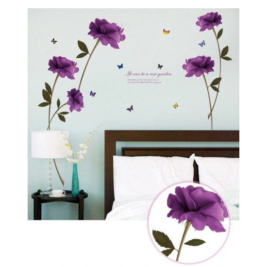 Sticker decorativ, Flori mov, 140 cm, 797STK