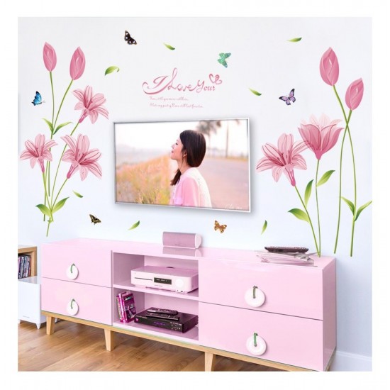 Sticker decorativ, Flori roz, 160 cm, 743STK