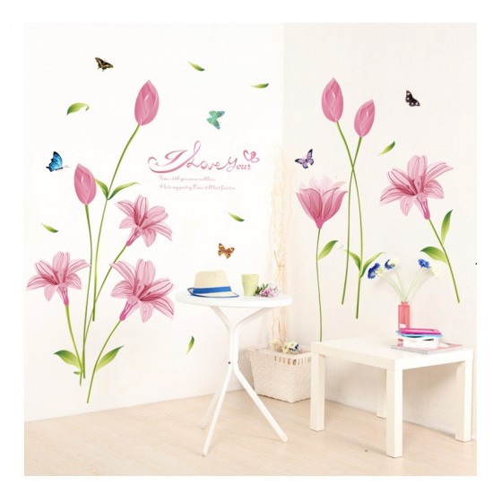 Sticker decorativ, Flori roz, 160 cm, 743STK