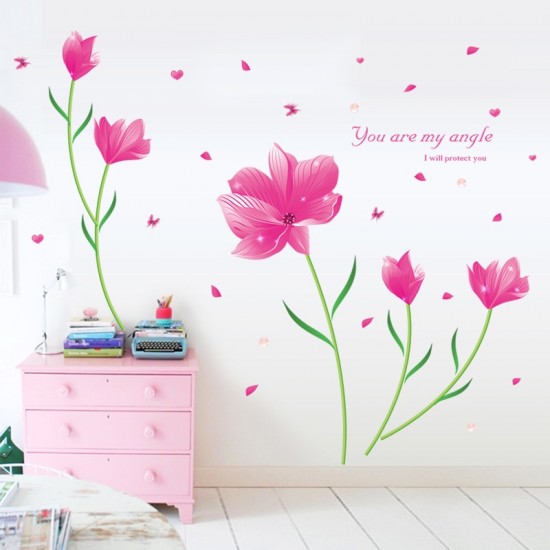 Sticker decorativ, Flori roz, 205 cm, 796STK