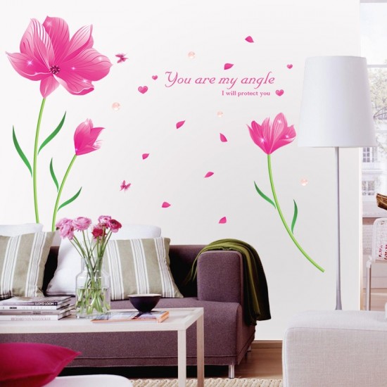 Sticker decorativ, Flori roz, 205 cm, 796STK