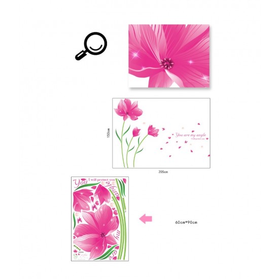 Sticker decorativ, Flori roz, 205 cm, 796STK