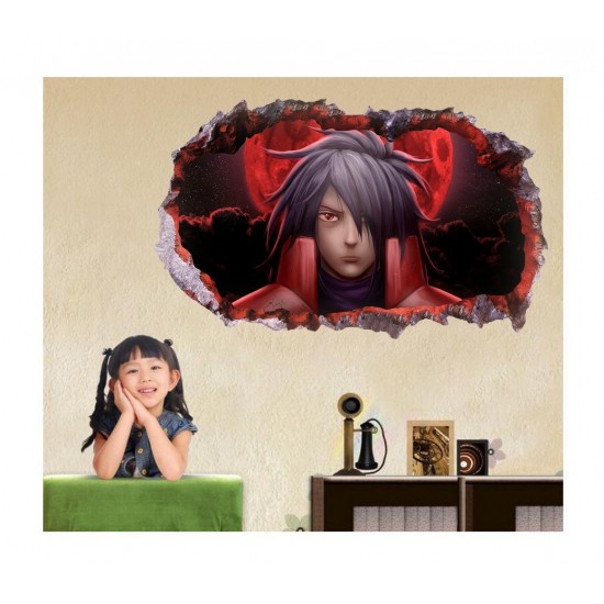Sticker decorativ, Gaura in perete 3D, Anime, 85 cm, 1015STK