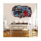 Sticker decorativ, Gaura in perete 3D, Masina, 85 cm, 1013STK
