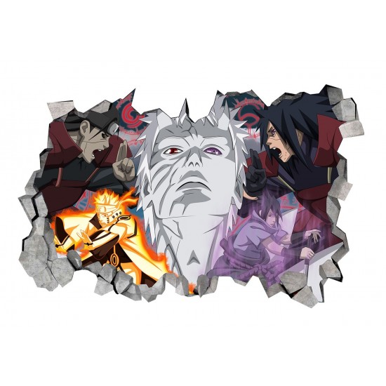 Sticker decorativ, Gaura in perete 3D, Uchiha-Uzumaki, 85 cm, 1017STK-2