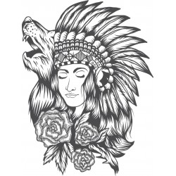 Sticker decorativ, Indian girl, 80 cm, 1078STK