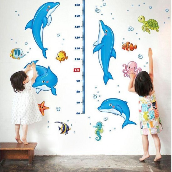 Sticker decorativ, Masuratoare cu Delfini, 160 cm, 773STK