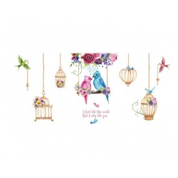 Sticker decorativ, Pasari, Colivie, 141 cm, 734STK
