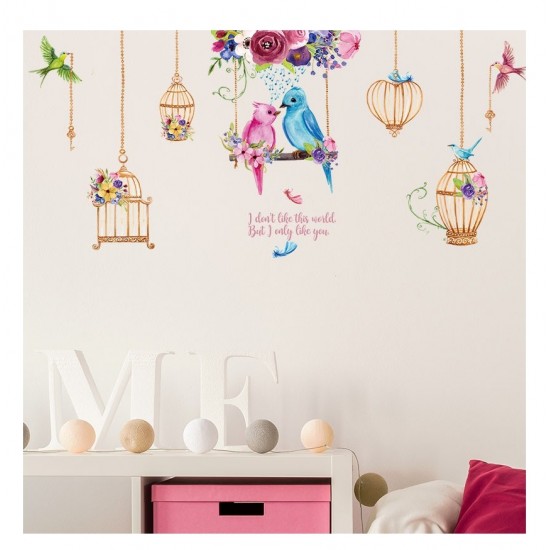 Sticker decorativ, Pasari, Colivie, 141 cm, 734STK
