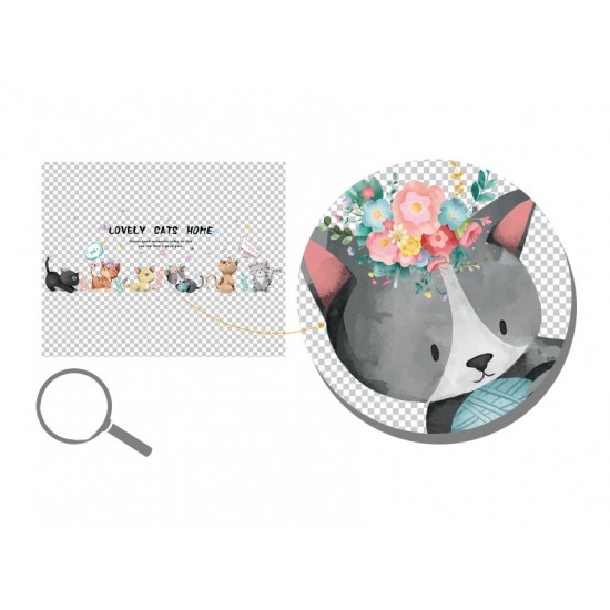 Sticker decorativ, Pisici, Lovely cats home, 135 cm, 728STK
