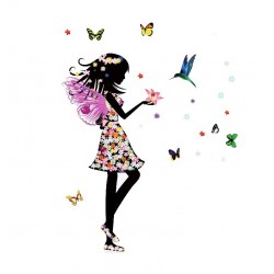 Sticker decorativ, Printesa, Fluturi, 110 cm, 730STK