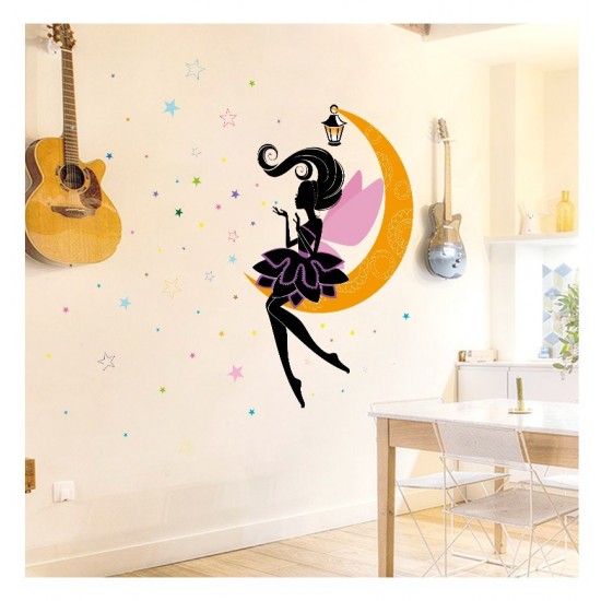Sticker decorativ, Printesa pe luna, 122 cm, 707STK