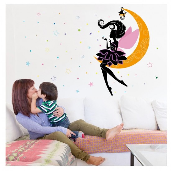 Sticker decorativ, Printesa pe luna, 122 cm, 707STK