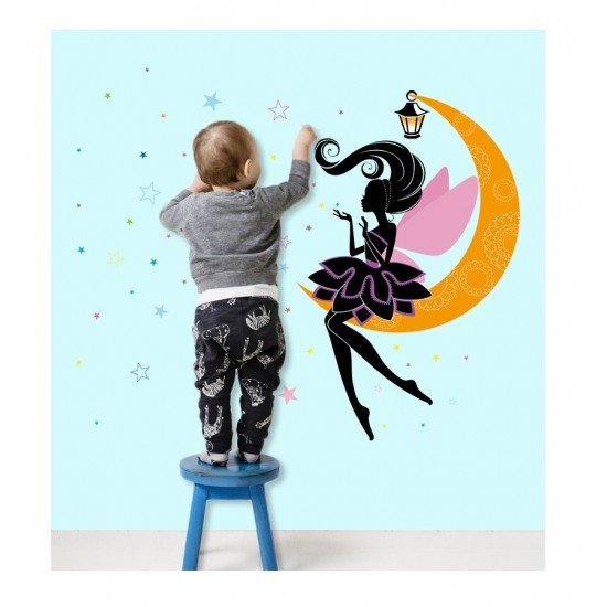 Sticker decorativ, Printesa pe luna, 122 cm, 707STK