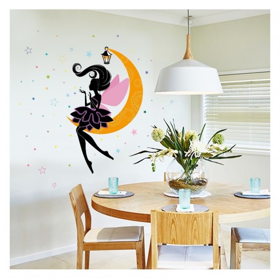 Sticker decorativ, Printesa pe luna, 122 cm, 707STK