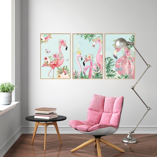 Sticker decorativ, Tablou flamingo, 93 cm, 806STK