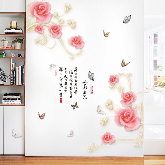 Sticker decorativ, Trandafiri cu fluturi, 160 cm, 753STK Sticker decorativ, Trandafiri cu fluturi, 160 cm, 753STK