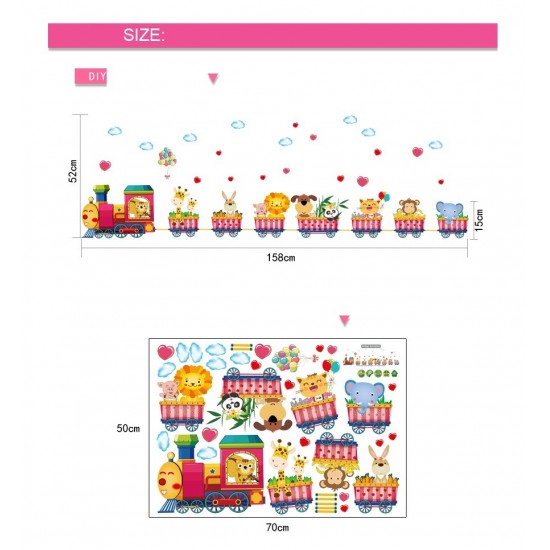 Sticker decorativ, Trenulet cu animale, 158 cm, 716STK
