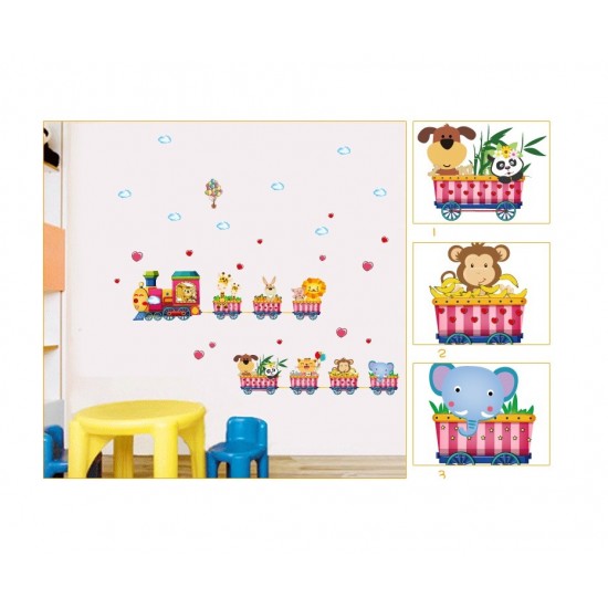 Sticker decorativ, Trenulet cu animale, 158 cm, 716STK
