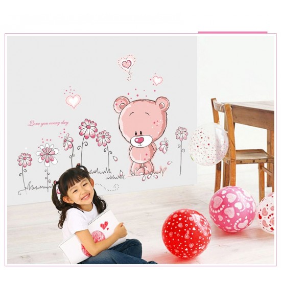 Sticker decorativ, Ursulet, Love you every day, 100 cm, 713STK