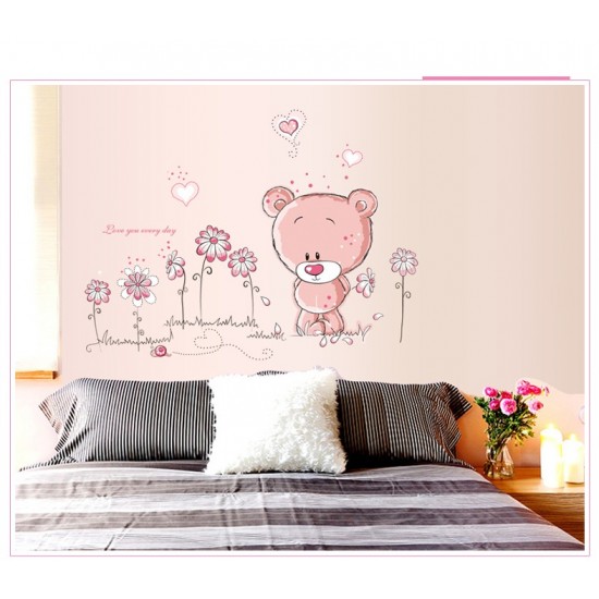 Sticker decorativ, Ursulet, Love you every day, 100 cm, 713STK