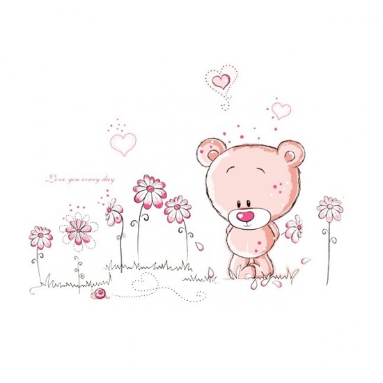Sticker decorativ, Ursulet, Love you every day, 100 cm, 713STK