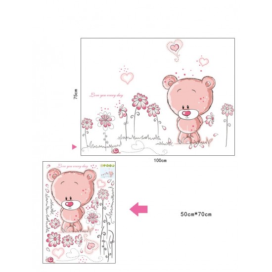 Sticker decorativ, Ursulet, Love you every day, 100 cm, 713STK