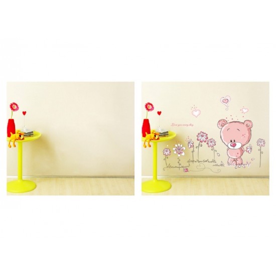 Sticker decorativ, Ursulet, Love you every day, 100 cm, 713STK