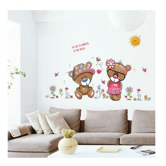 Sticker decorativ, Ursuleti, Flori, 110 cm, 724STK