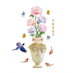Sticker decorativ, Vaza cu flori, 110 cm, 764STK