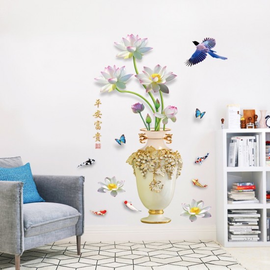 Sticker decorativ, Vaza cu flori, 115 cm, 759STK